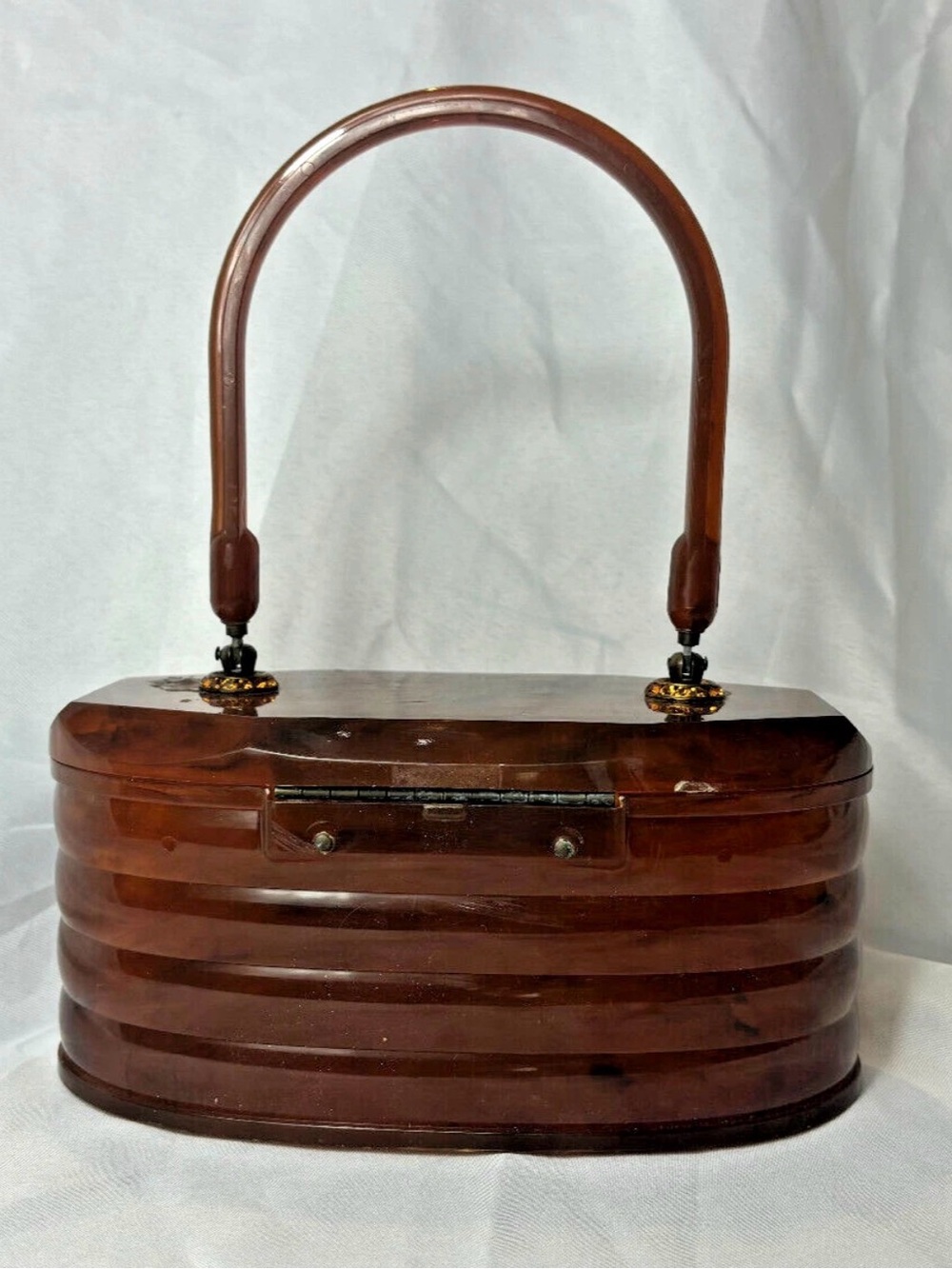 Vintage Amber beehive lucite Style bag  with Top Handle
